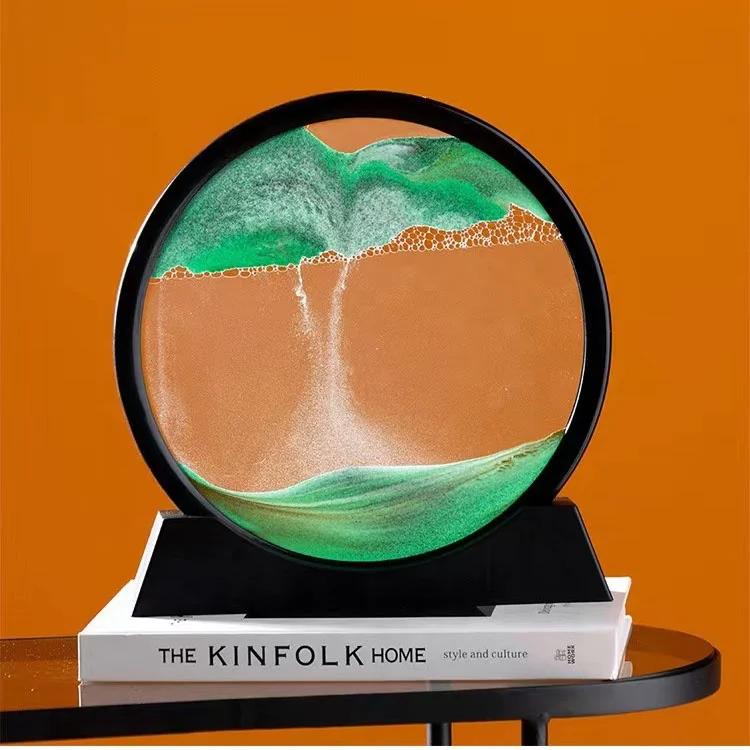3d Moving Sand Art Round Liquid Hourglass Flowing Sand Painting Sandscape Motion Display Quicksand Painting Home Decor Gifts