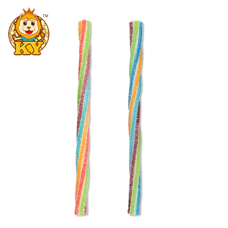 Manufacturer wholesale sour mixed fruit flavor rainbow sour soft gummy candy belt sweets for kids