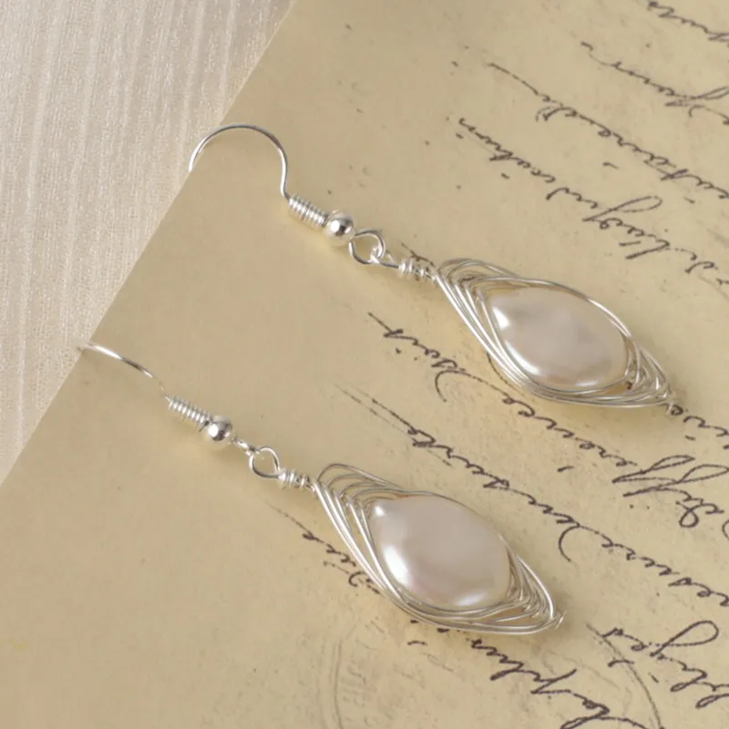 100% handwrap 14k gold filled culture fresh water 13-14mm large baroque coin pearl earring