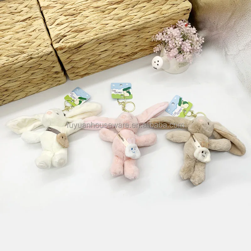 15cm Long eared Happy Rabbit with backpack,Perfume Stuffed Toys,Super soft plush toy for girl gifts with keyring phone holder
