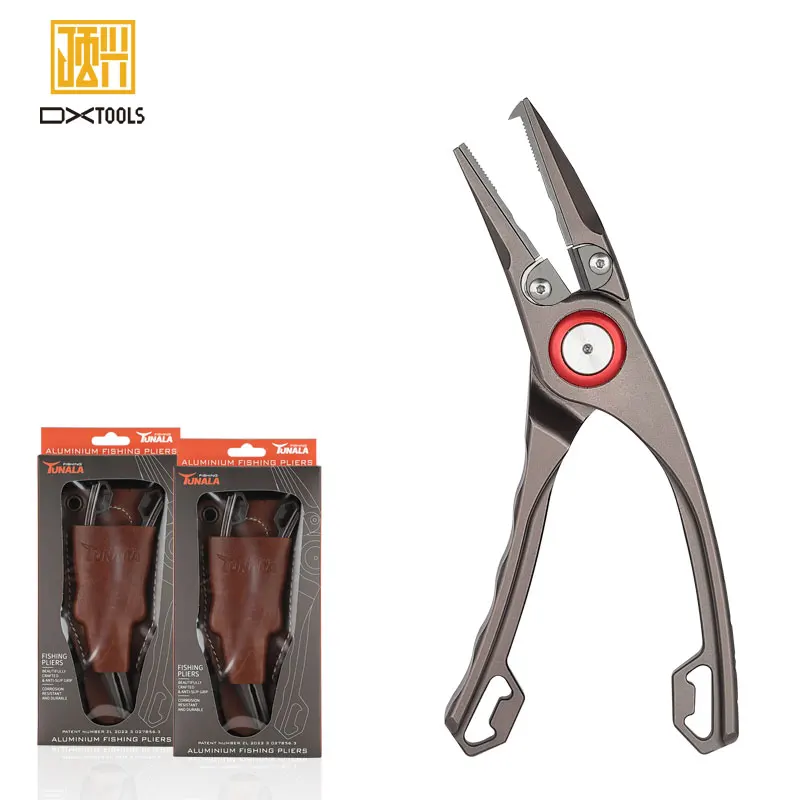Leather Sheath Fishing Pliers Titanium Jaw Aluminum Fishing Line Cutter Braided Line Scissors Saltwater Resistant Fishing Tools