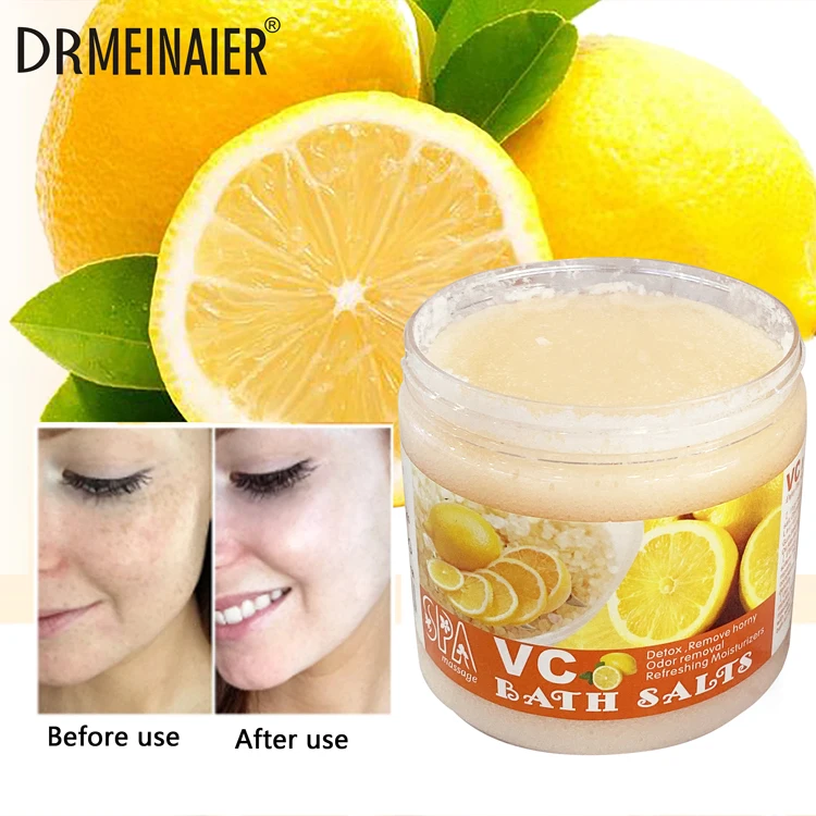 Natural Organic Bath Salt Aromatherapy Lemon Body Scrub Vitamin C Whitening Smooth Cleansing Skin Care