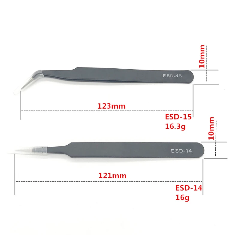 1piece Black  Cheap Anti-Static Stainless Steel Rhinestones Picking Tool Tweezers ESD-10 ESD-11 ESD-12 ESD-13 ESD-14 ESD-15