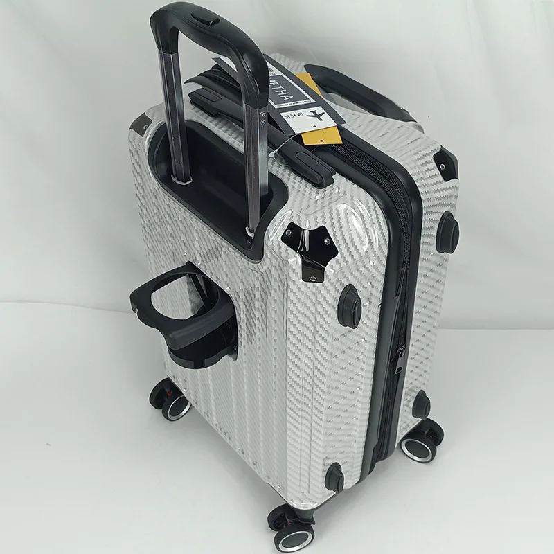 Multifunctional PVC luggage set with  bottle holder Plastic travel bag with carry handles on the front customized cabin luggage