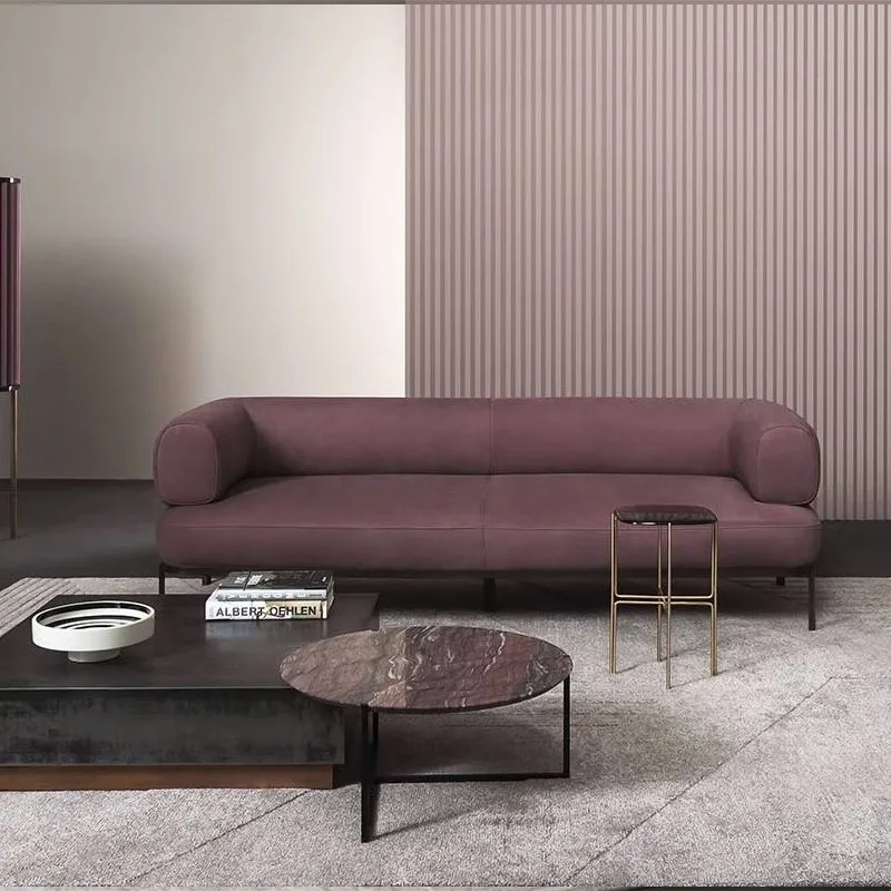 Italian light luxury  frosted leather sofa designer small unit creative minimalist combination leather sofa