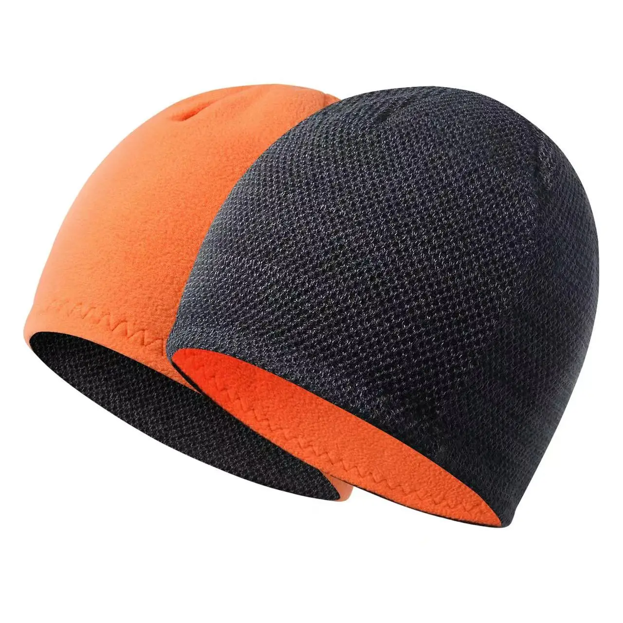 Winter Warm Hat Women and Men Light Weight Polyester Double Layer Fleece Beanie Hat With Woven Label