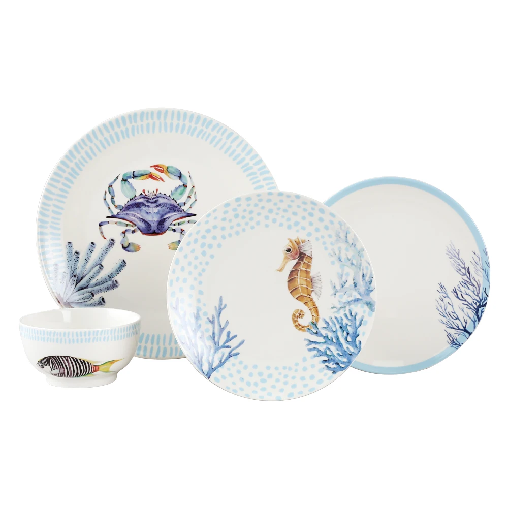 High quality unique design ocean series design restaurant dinner plate sets