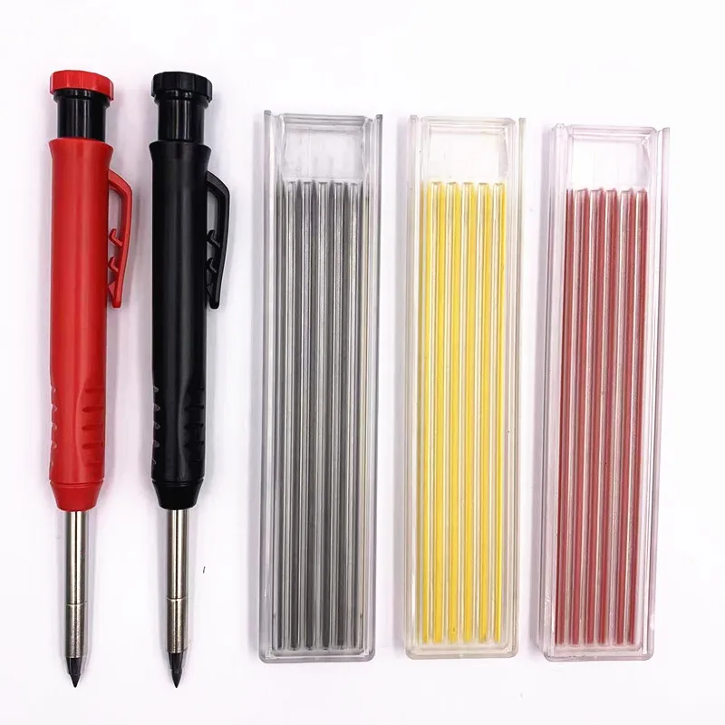 2.8mm Red Black Yellow Woodworking Mechanical Pencil Deep Hole Construction Carpenter Pencil Set