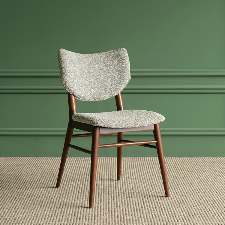 Antique Modern Luxury White PU Leather Cushion Nordic Wood Furniture Dining Room Chair with Wooden Legs