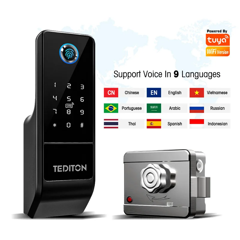 Hot Style Competitive Price Smart Rim Wood Door Lock Fingerprint Digital Wifi Remote Unlock Smart TT Lock With App Unlock