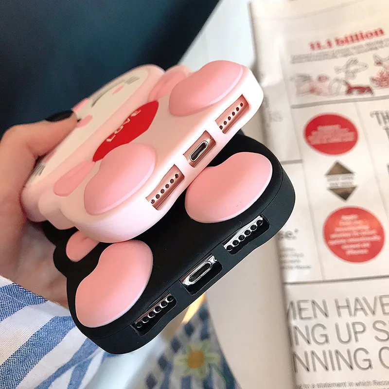 Cute 3D Cat Soft Silicone Phone Case For iPhone 14 13 11 12 Pro Max,Cartoon Funny Cat Shockproof Bumper Back Cover Case