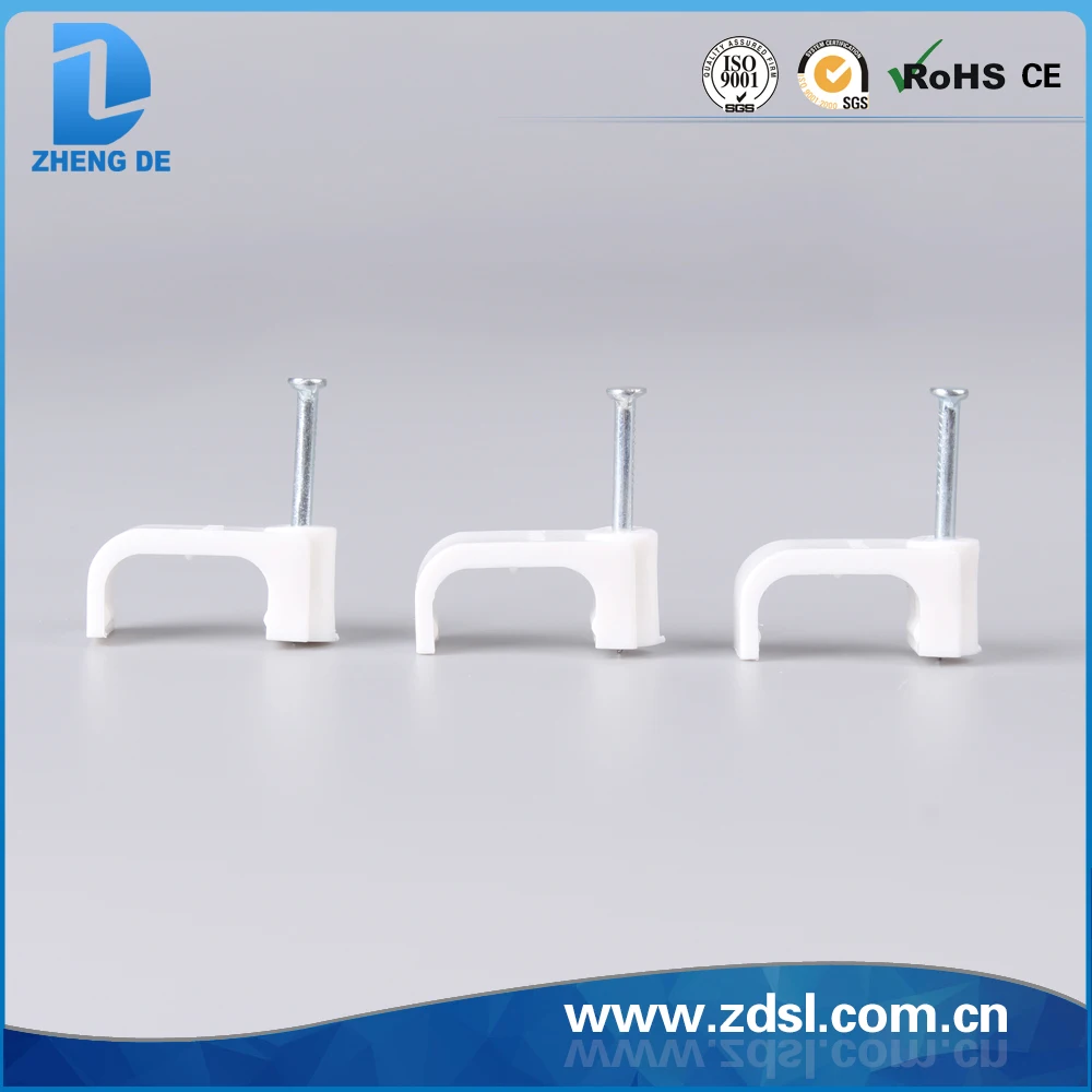 White Flat Nail Wire Circle Path Cable Clips