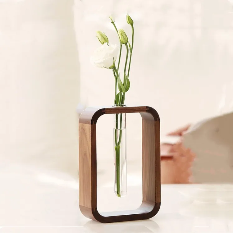 Wooden Stand test tube plant flower vase desktop propagation stations Hydroponic Vase