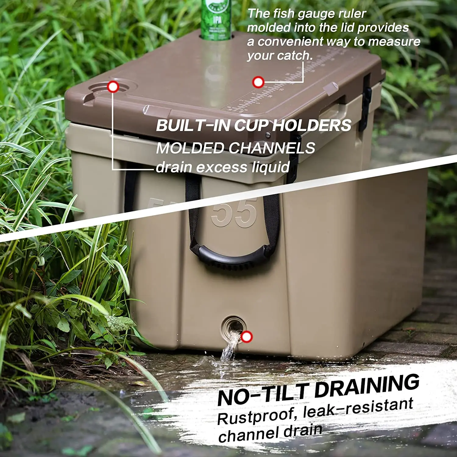 New Design Portable 55QT Cooling System Box Outdoor Camping Heavy-duty rotomolded ice chest cooler box