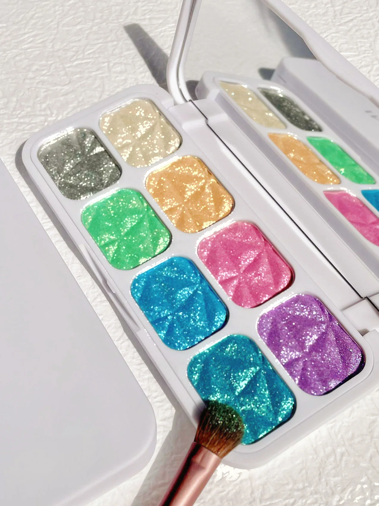 Vegan Highlighter With Mirror 8 Colors highlighter Palette Eyeshadow pressed powder Customize Private Label