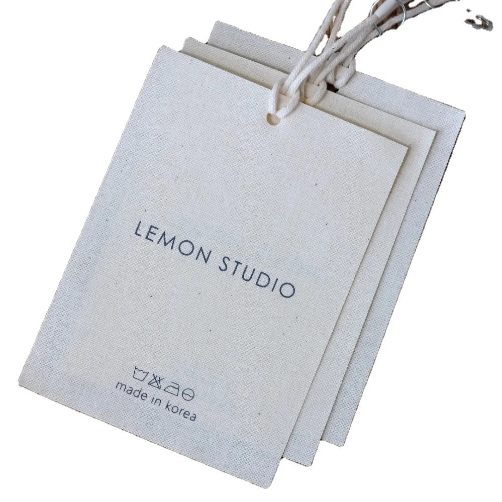 2023 Best Sale Tag Luxury Recycled Garment Labels Printing Own logo Pure Cotton Labels Dress Luxury Card for Clothing