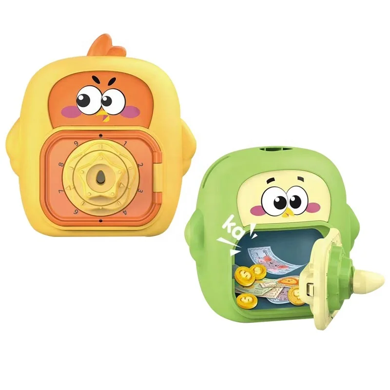 Play house children cartoon educational password box large capacity cute bird model with key piggy bank new 2024 toys