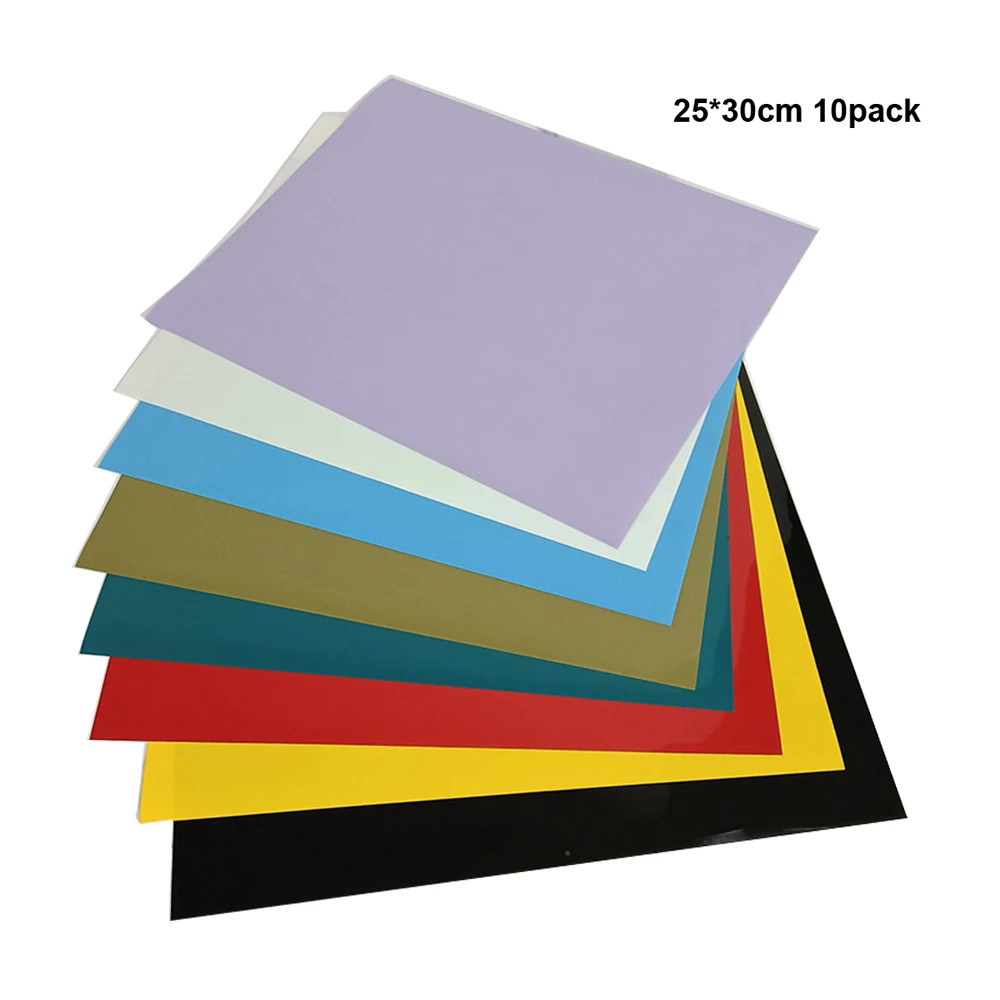 Multi-color Vinyl Bundle 10 Pack PU Vinyl Paper 25*30cm Iron-on Vinyl HTV Film Heat Transfer for DIY Clothing
