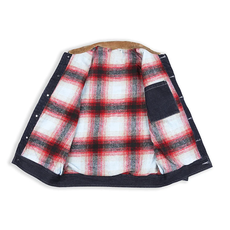 Мужская джинсовая куртка в клетку