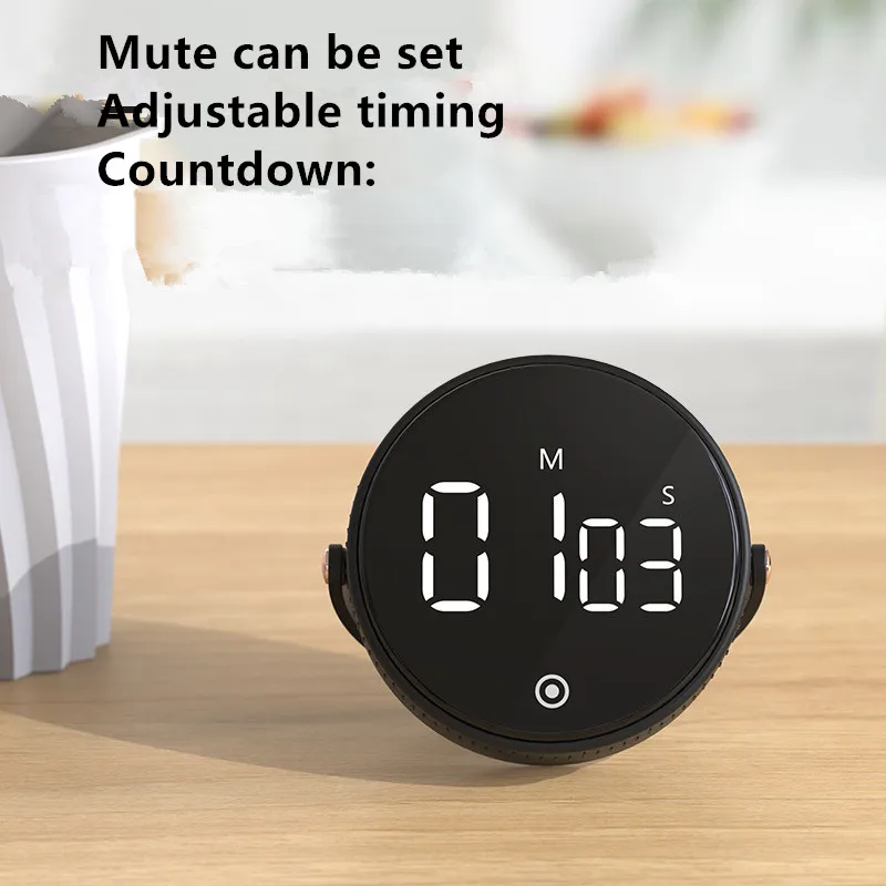 SE170006 New large screen rotary timer Kitchen desktop mute adjustable digital timer magnetizable