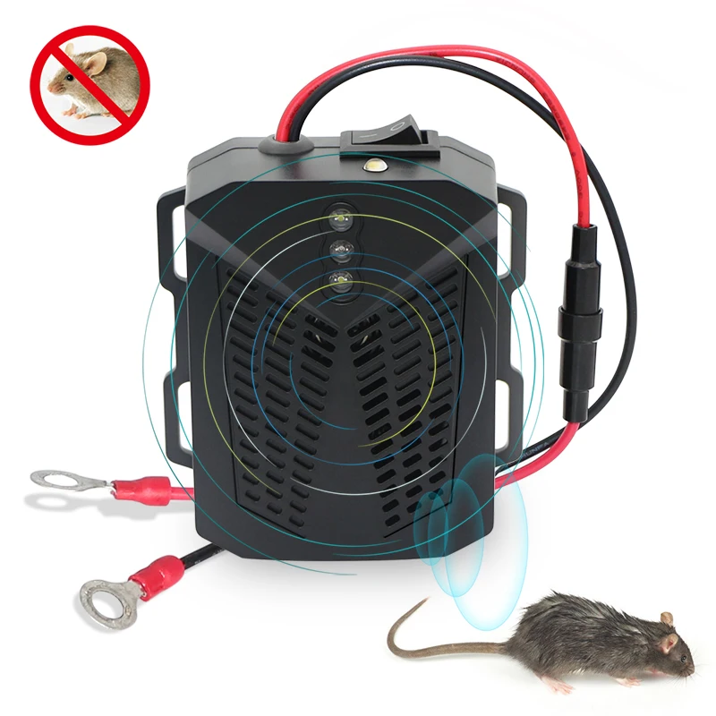 Under Hood Rodent Repeller Ultrasonic Rat Repellent Mice Deterrent with Ultrasonic Wave and LED Flashlight Pest Control Device