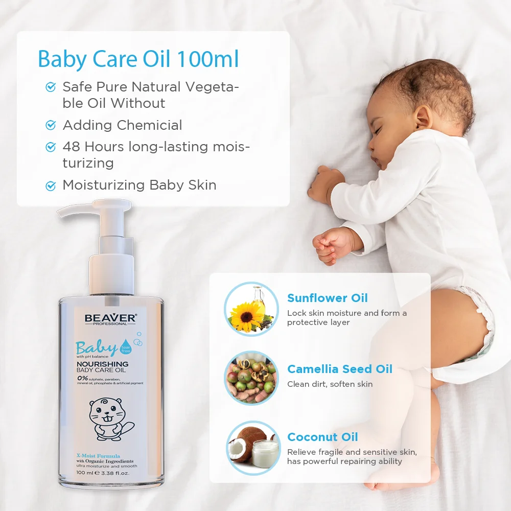 BEAVER Baby Body Skin Care Oil 48 Hours Long-lasting Moisturizing Baby Massage Oil