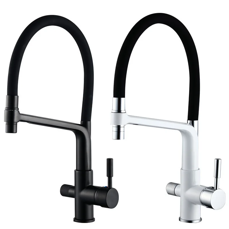 Brushed Nickle Gold Pull Down Sprayer Kitchen Sink Faucet 3 Way Kitchen Mixer Tap