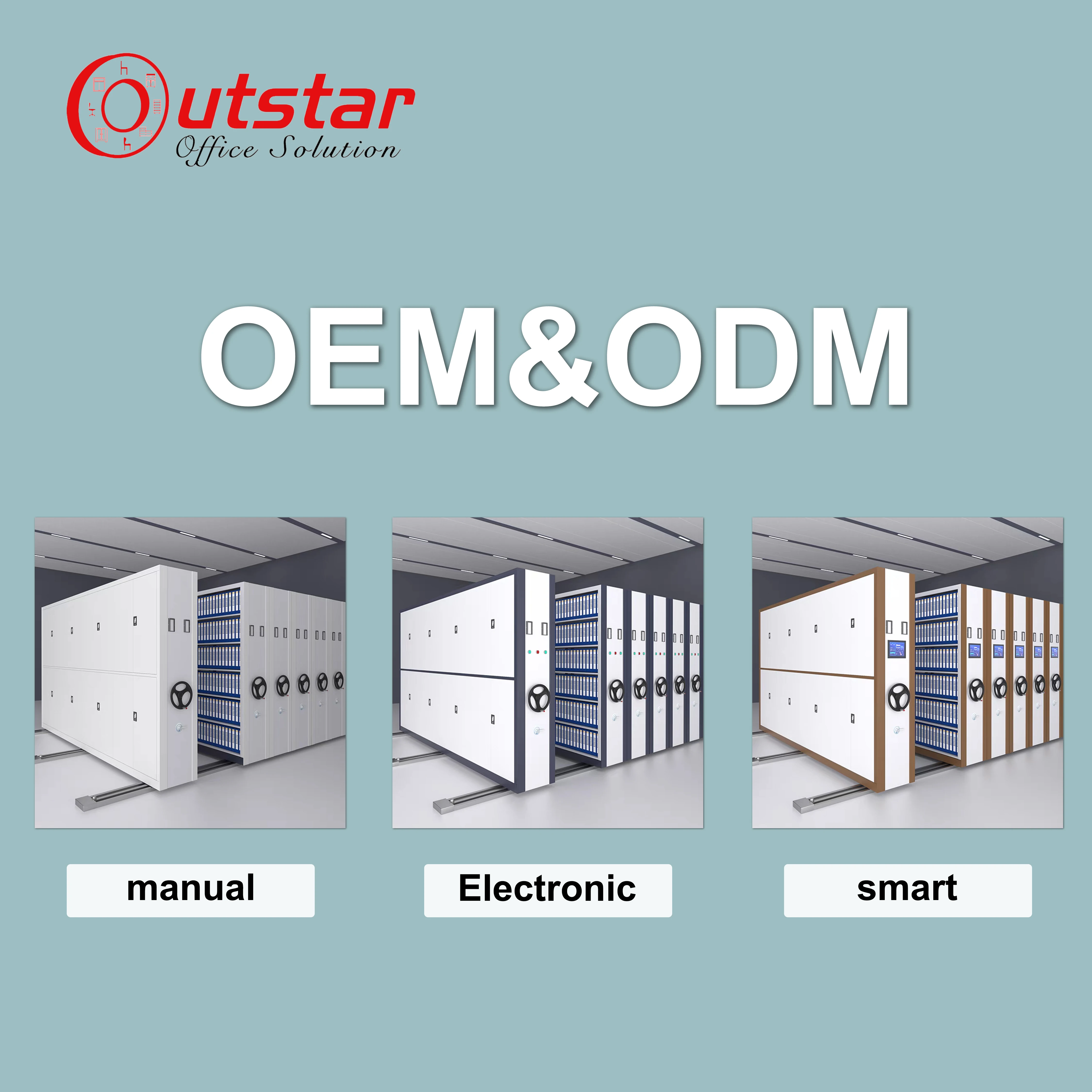 Commercial office furniture Custom Intelligent Compactor Mobile shelving System Storage Archive Filing Cabinet