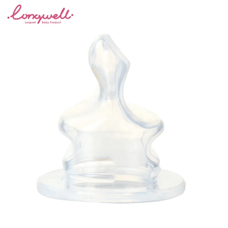 Ningbo Longwell Standard Round Small Slow Flow Feed Glass Bottles BPA Free Natural Teat Custom Liquid Silicone Teat Baby Nipple