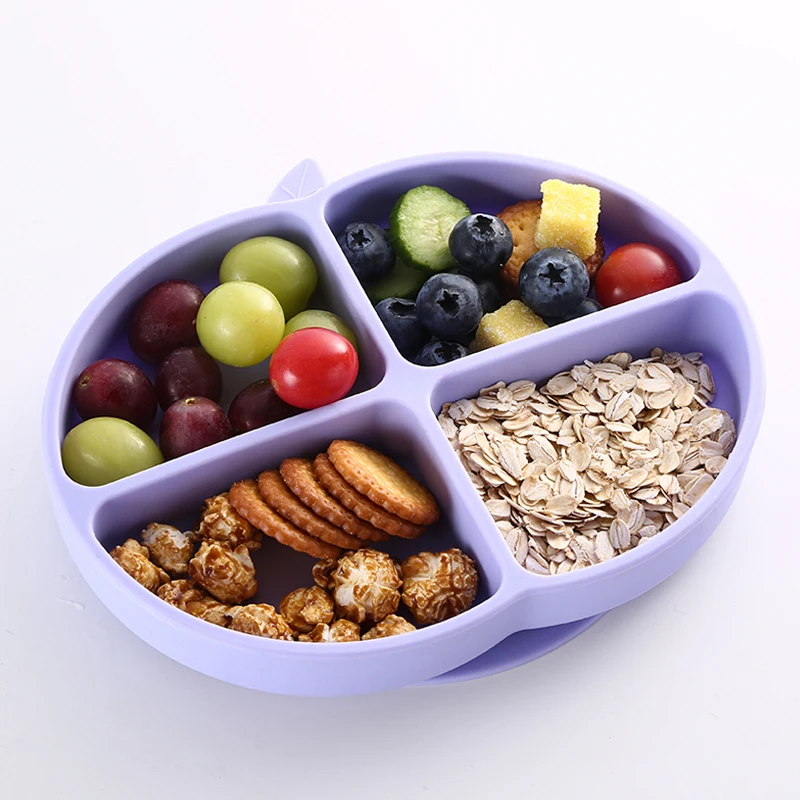 Chinese Supplier Cartoon Pattern Baby Special Anti-fall Food Grade Silicone Tableware set suction baby plate
