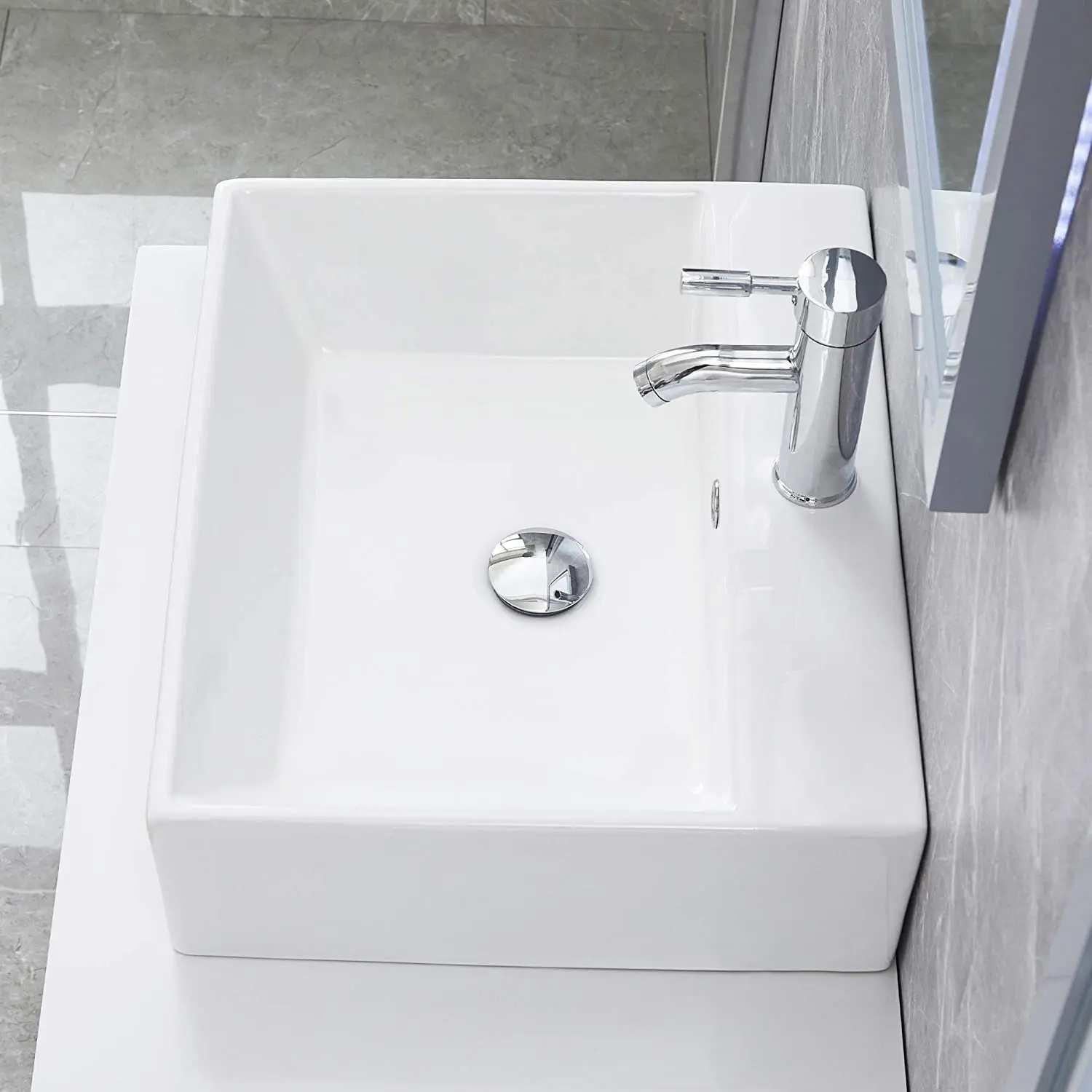 OEM cabinets vanities High Bathroom bathroom vabity sink Ceramic Counter Top Rectangular Wash Basin ceramic basin manufacturers