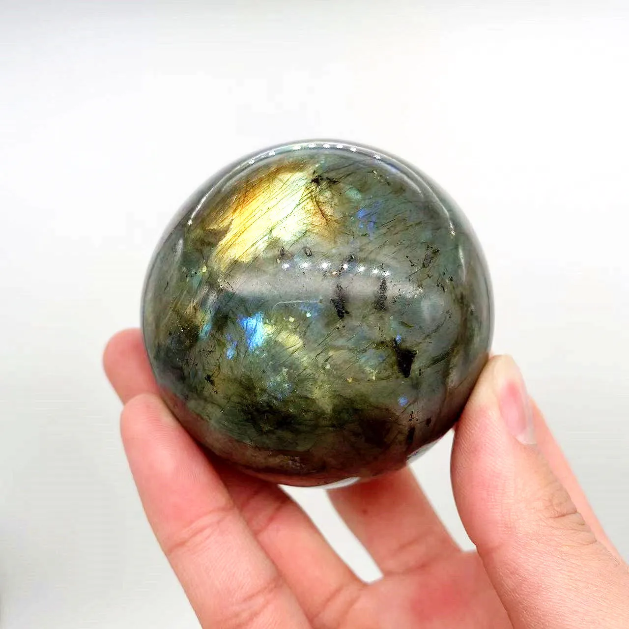Natural Healing Stone Mineral Flash Crystal Sphere Rainbow Labradorite Ball for Divination