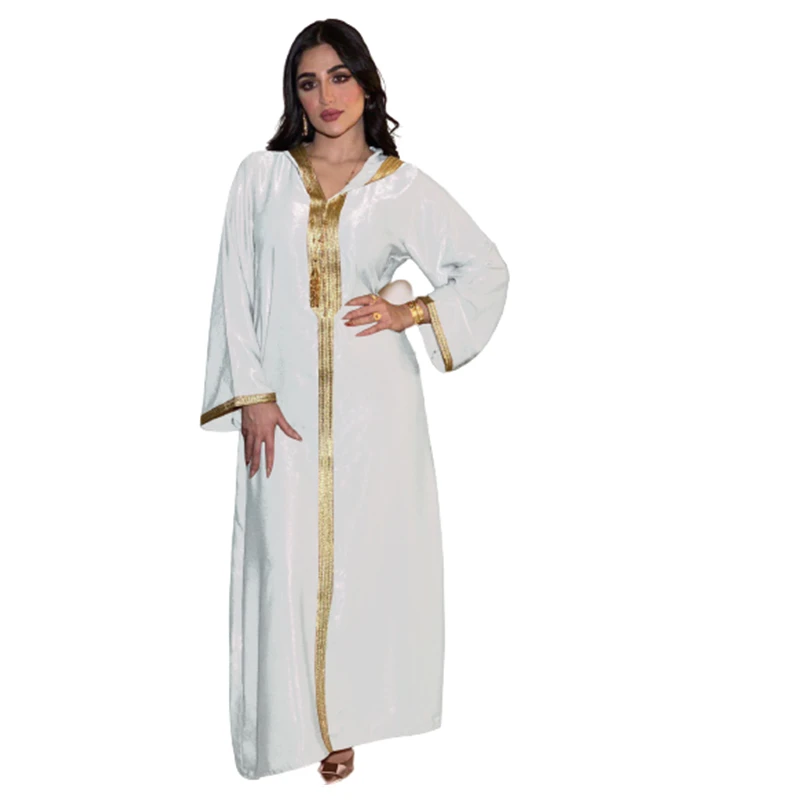 Indonesia Muslim Traditional African Women Hooded Dress Kaftan Women Long Sleeve Lace Suede Islamic Clothing