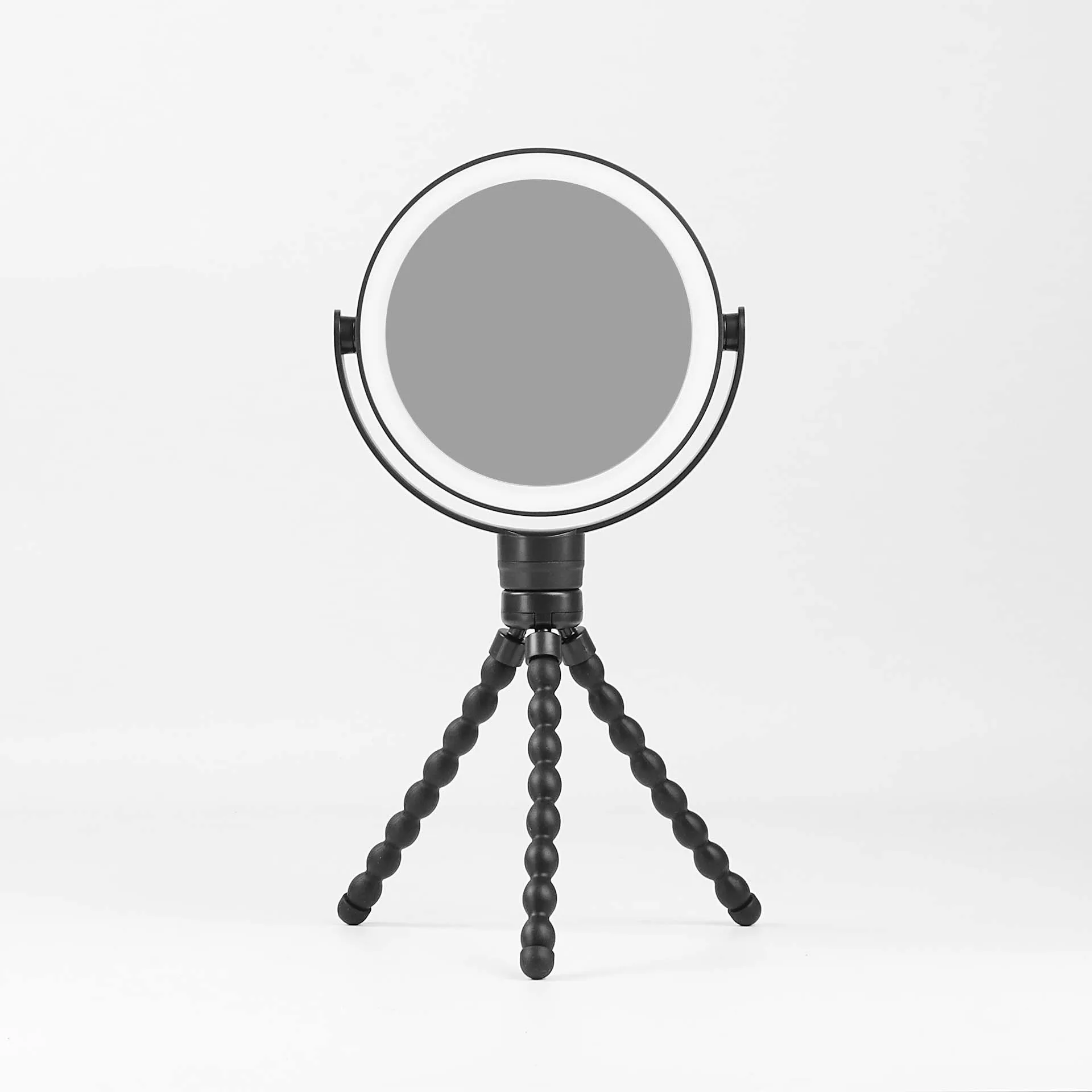 New LED Makeup Round Table Top Mirror with Octopus Portable Flexible Tripod Stand for Travel Illuminate Cosmetic