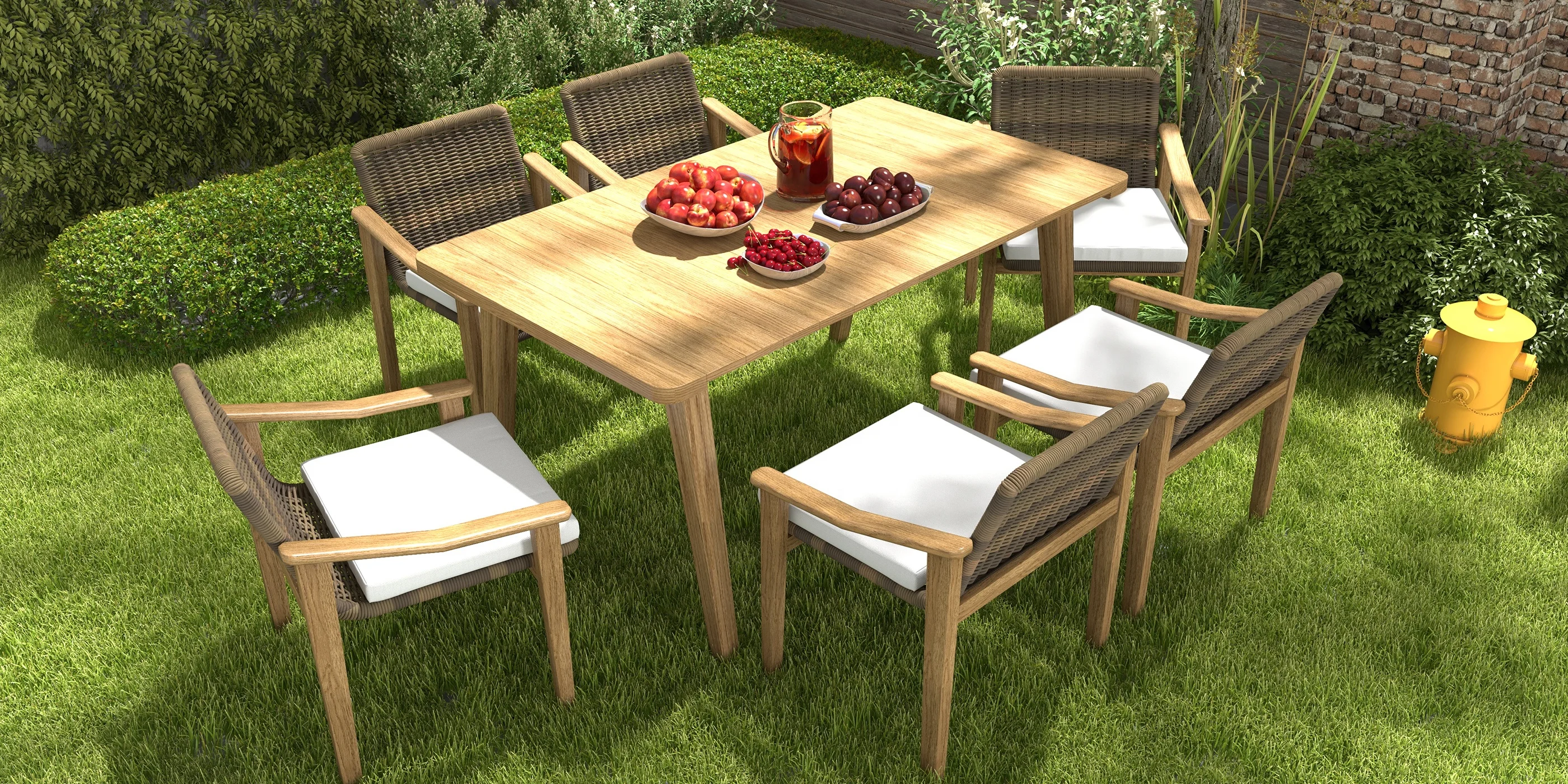 Aluminum teak wood color 6 feet 8 feet rectangular teak dining table outdoor patio wooden Dining table for 6-8-10 seats