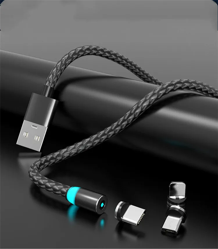 
Magnetic 1M Data cable 3 in 1 For Android iphone Type-c Mobile Phone Multi-function Usb One Dragging Three Data Charge Cable 