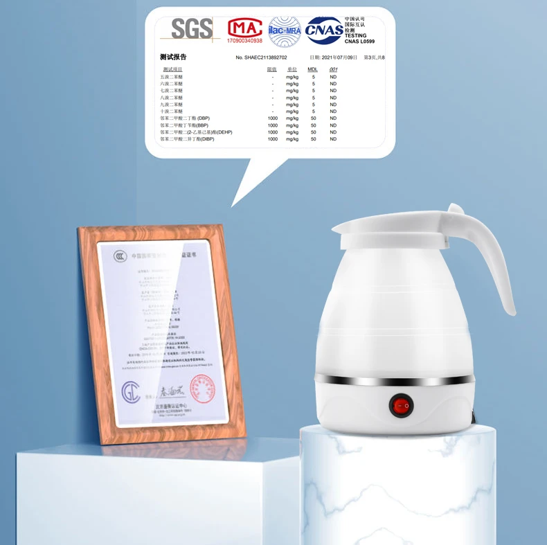 1.2L Mini Silicone travel foldable electric kettle portable electric boil dry protection with converter