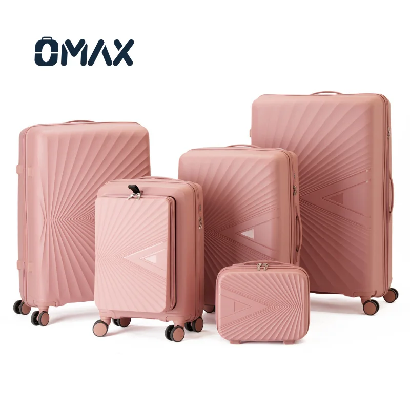 OMAX Ultra-Light 4-Piece Sets Large Capacity Boarding Wheel Luggage Case with PP Zipper Password Box Bag for Travel