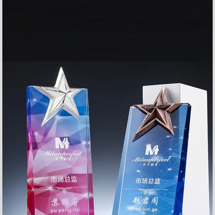Honor of Crystal Customized Personalized Color Printing Glass Trophy Champion Award