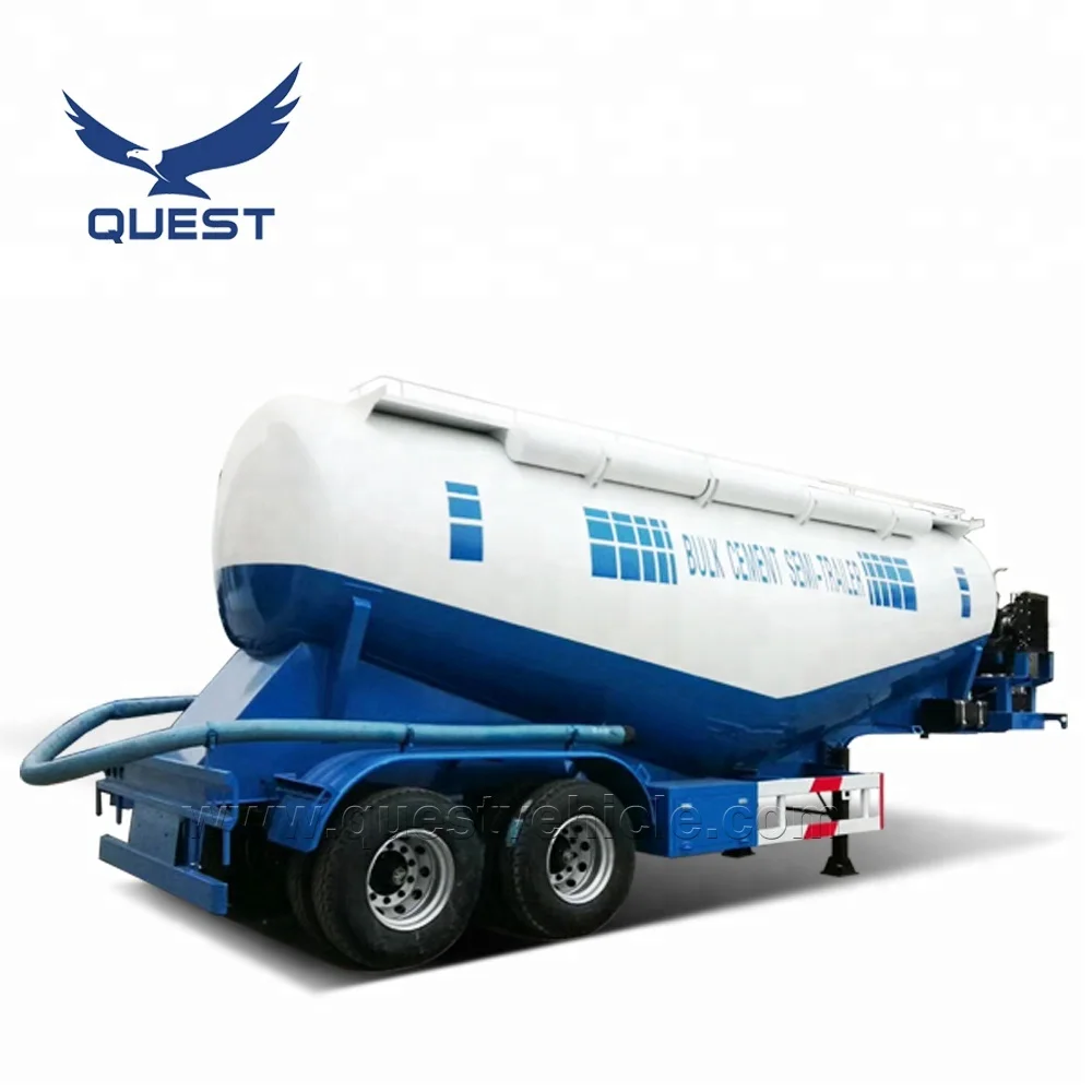 QUEST Factory Manufacture Various High Quality Dry Powder Large Capacity Tanker Bulk Cement Semi Trailer