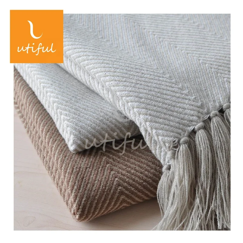 
Very Popular Herringbone Chevron Acrylic Throw With Hand Made Tassels 