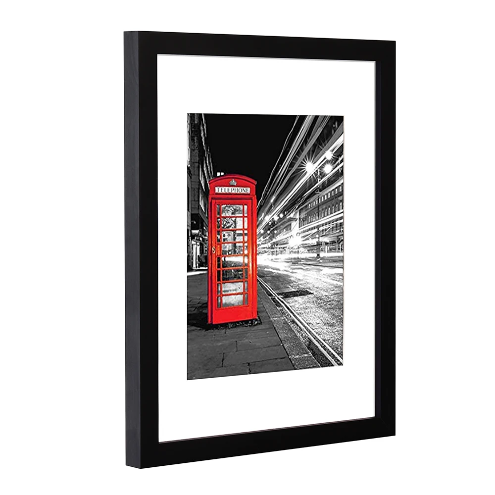 wood 11x14 Black Picture Frame - Made to Display Pictures 8x10 with Mat or 11x14 Without Mat