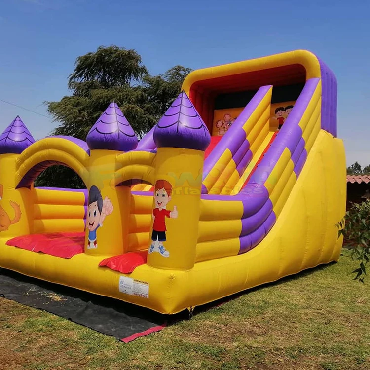 Outdoor backyard waterslide commercial colorful toboggan water slide inflatable with pool game jumping kids and adults