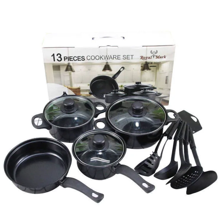 Hot Sale 13 Pcs Kitchen black Pots And Pans Iron Nonstick Induction Kitchen Cookware Sets Copper Pots Pans Set