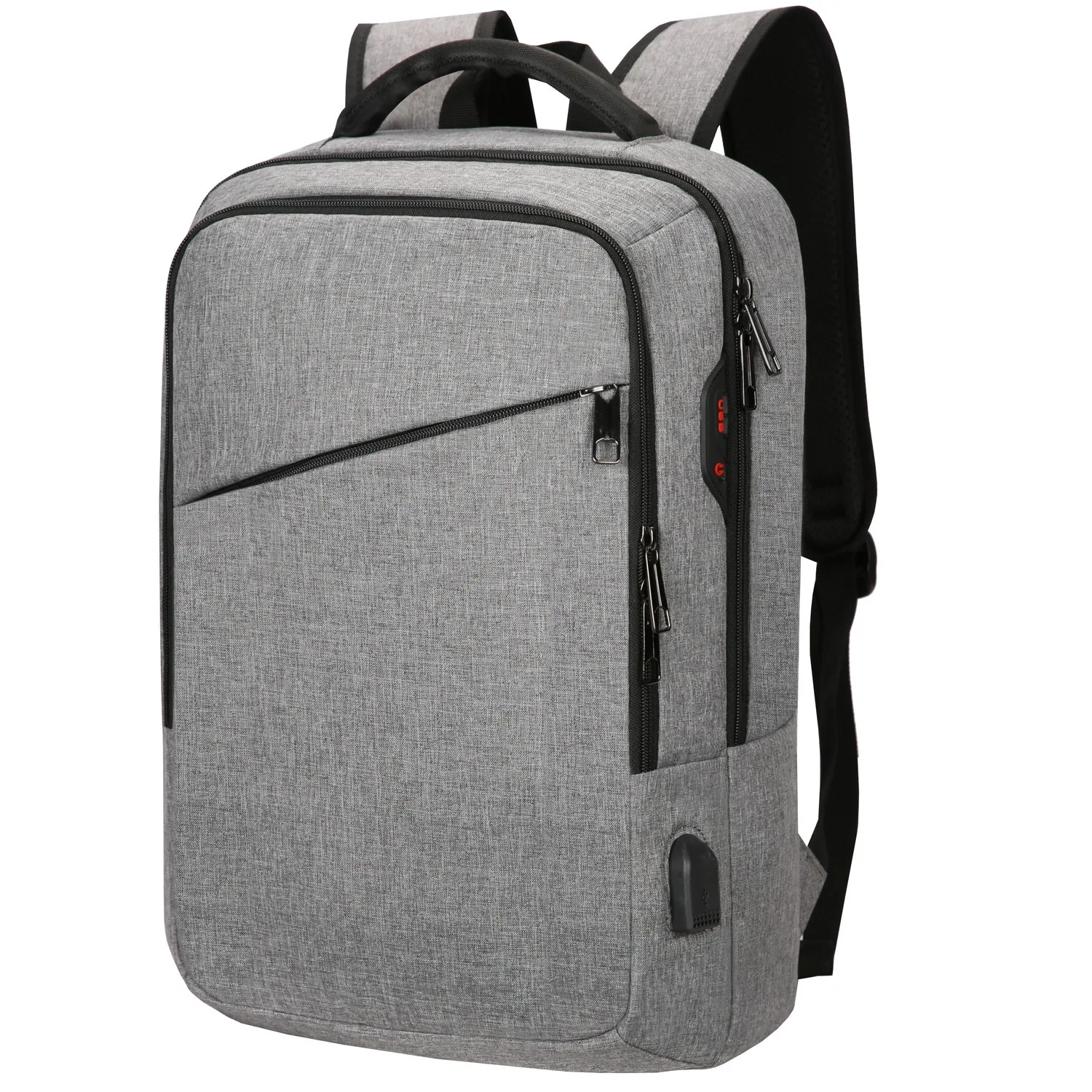 In stock waterproof 15.6 inches laptop backpack for unisex grey color men backpack slim knapsack