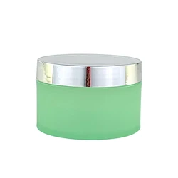 frosted green cosmetic packaging empty plastic pp cream jar pp plastic face cream jar 100 ml pp plastic jar with silver cap