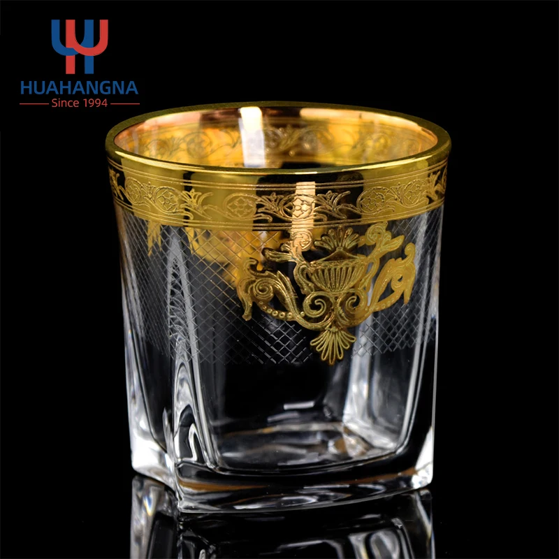 300ml Personalized Handmade Heavy Base Engraved Clear Whiskey Tumbler Glass for Gift