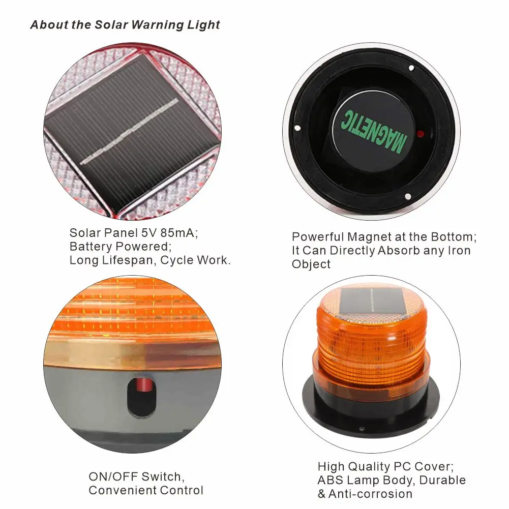 Solar LED Driveway Road Building Truck Chimney Telecom Tower Strobe Timing Aviation Warning Marker Light