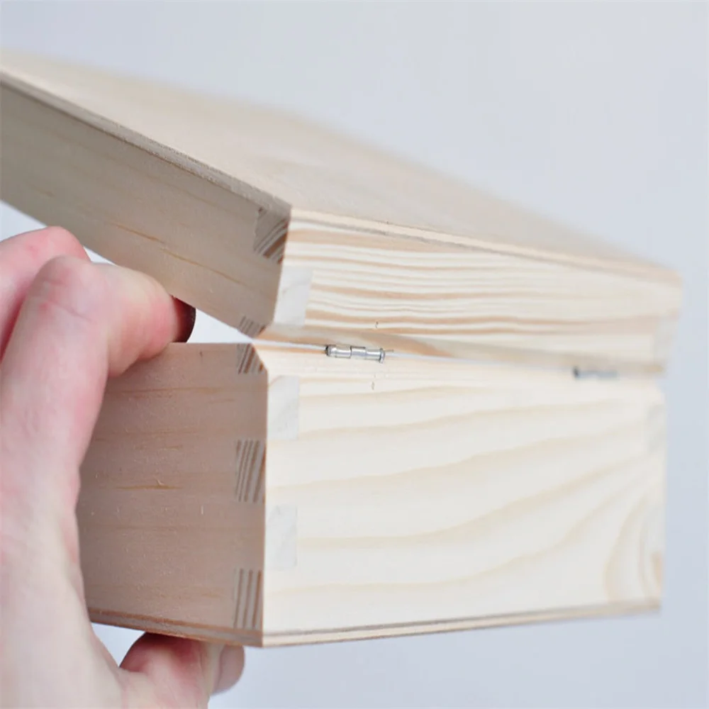 Factory Wholesale Storage Keepsake Photo Engravable Hinges Gift Handmade Small Personalized Unfinished Wooden Box