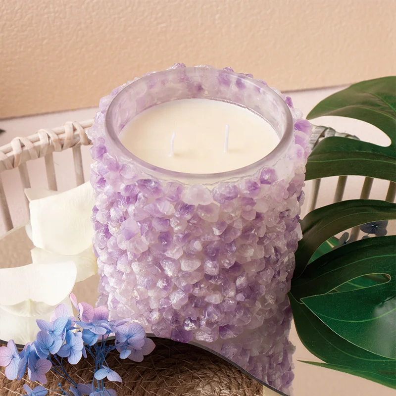 china wholesale crystal candles luxury home decor soy wax glass aromatherapy  jar crystals candle